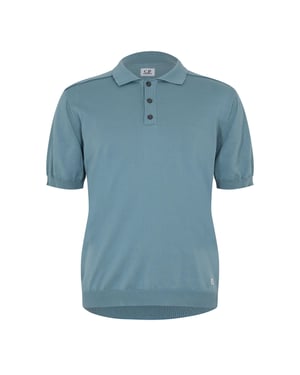 Men's C.P. Company Short Sleeve Polo Shirt in Silver Blue 809