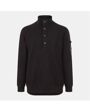 Men's C.P. Company Mock Neck High Collar Long Sleeve Sweater in Black 999