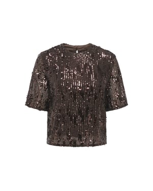 Jacqueline de Yong lola 2/4 sequin top jrs 15382815 rum raisin