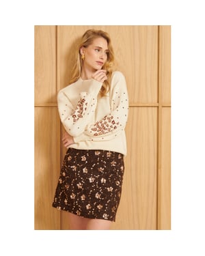 Smashed Lemon Tweed rok met paillettendetails |