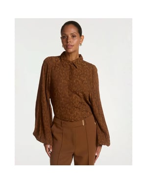 Aaiko Blouse lange mouw rose jacquard vis