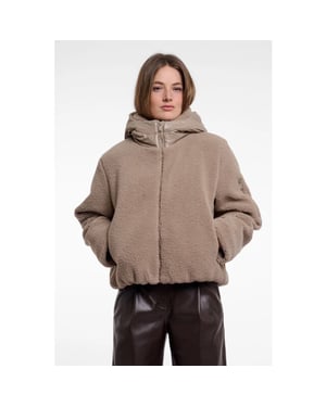 Rino & Pelle Jayla.7002613 rino en pelle mixed material jacket with hood mocha latte