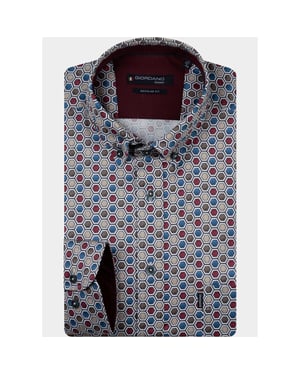 Giordano Overhemd heren dino satin stretch geometric 627027/40