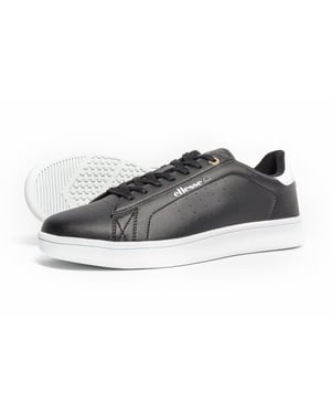 Men's Ellesse Cupsole Low Top Lace-Up Sneakers in Black/White