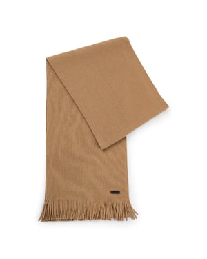 Accessories Boss Logo Plaque Scarf in Virgin Wool in Beige