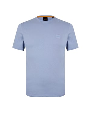 Men's Boss Orange Tales T-Shirt With Logo Patch Premium Cotton in Sky Blue