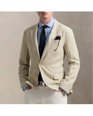 Men's Ralph Lauren Ralph Solid Patterned Blazer with Chest and Flap Pocket in Spring Beige