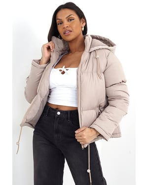 Stone 'Cello' Padded Short Hooded Jacket