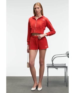 Embroidered High Waist Sweat Shorts