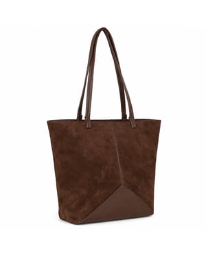 Women's Suede-Effect Tote Bag Large Shoulder Bag in Brown
