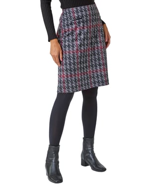 Houndstooth Stretch Pencil Skirt