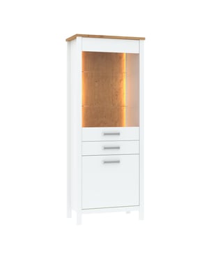 Furnilux Vitrinekast sicilia wit met eiken accenten – 204,5 cm hoog