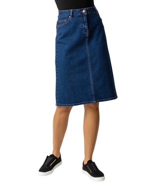 Cotton Denim Stretch A line Skirt