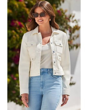 Ivory Leather Look Utility Jacket