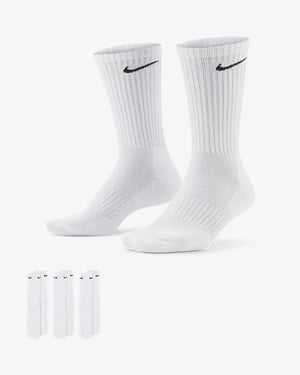 Nike SX7664 Unisex Everyday Cushion Crew Training Socks (3 Pairs) White