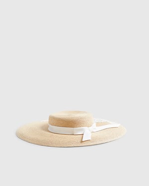 River Island Womens Boater Hat Beige Premium Amayah Edwina Ibbotson