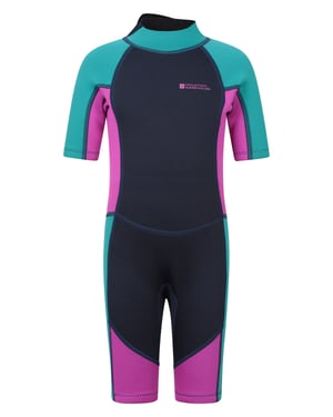 Kids Shorty Wetsuit Neoprene Fabric Flat Seams Surf Diving Swimwear Purple