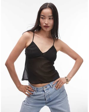 Topshop sheer cami in black