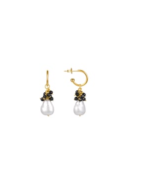 Luxenter Sterling Zilver 925 oorbellen met Zwart Kristal afgewerkt in 18K geel goud - Sahme