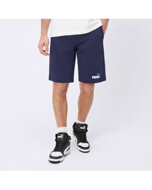 Puma Mens Ess+ 2 Col Shorts Cotton Short Navy 586766