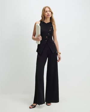 River Island Womens Jumpsuit Black Collarless Asymmetric Sleeveless