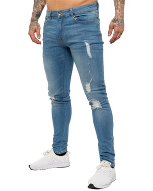 Enzo Mens Skinny Ripped Jeans