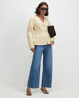 River Island Womens Cropped Jeans Blue Denim Zip Hook