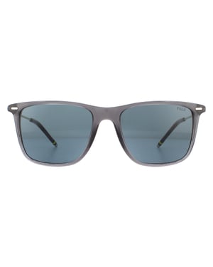 Polo Ralph Lauren Rechthoek Heren Transparant Shiny Grey Zonnebril