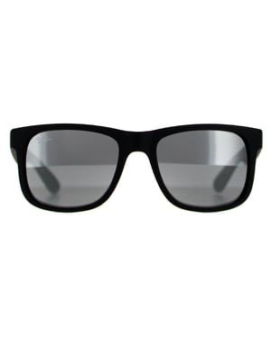 Ray-Ban Zonnebril Justin 4165 622/6G Rubber Zwart Grijze Spiegel