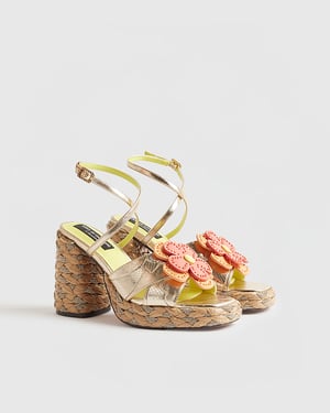 River Island Womens Heeled Sandals Gold Terry De Havilland Shoes