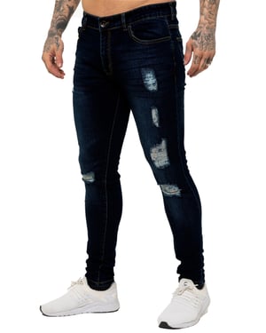 Enzo Mens Skinny Ripped Jeans