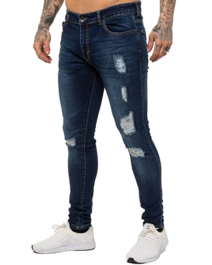 Enzo Mens Skinny Ripped Jeans