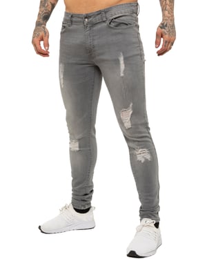 Enzo Mens Skinny Ripped Jeans