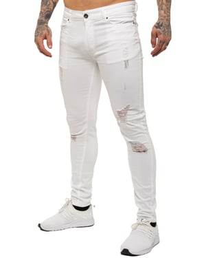 Enzo Mens Skinny Ripped Jeans