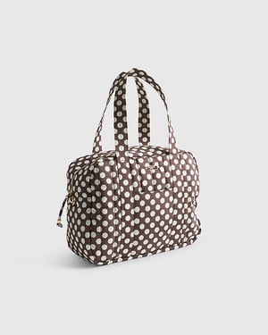 River Island Womens Holdall Bag Brown Polka Dot Quilted Zipped Zip