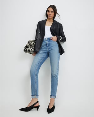River Island Womens Mom Sculpt Jeans Blue Mid Rise