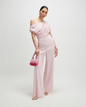 River Island Womens Jumpsuit Pink Asymmetric neck Drape Sleeveless