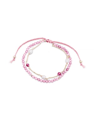 Luxenter armband, metaallegering en roze toermalijn 18K vergulde afwerking