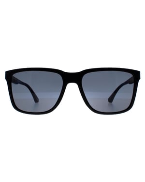 Emporio Armani Rectangle Mens Rubber Black Grey Polarized EA4047