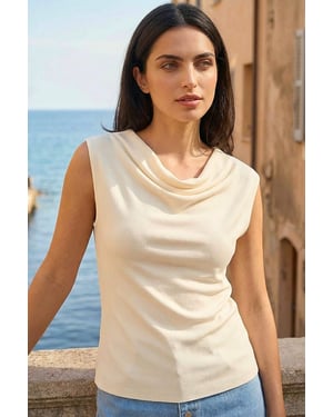 Knitted Cowl Neck Top