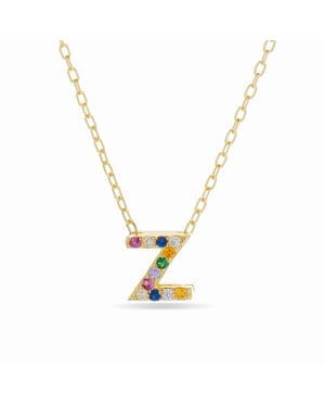 Luxenter alfabet-halsband i 925 sterlingsilver och flerfärgade zirkoner med 18 karats gulguldpläterad yta