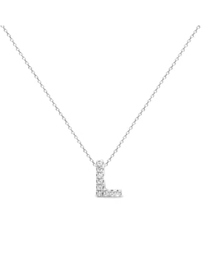 Luxeketting, alfabet in 925 sterling zilver en glanzende zirkonia met gerhodineerde afwerking
