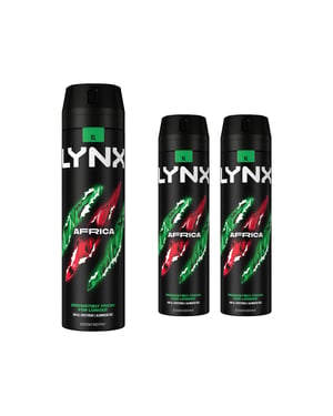 Lynx XL Africa Body Spray 48H Fresh Mandarin & Sandalwood Scent Deo, 3x200ml