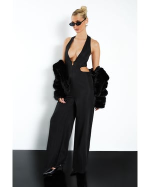 Cut Out Trim Detail Wide Leg Jumpsuit