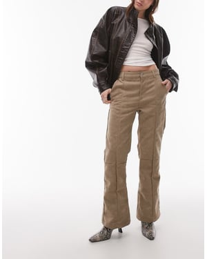 Topshop imitación gam suede korta kick flare byxor i ljus beige