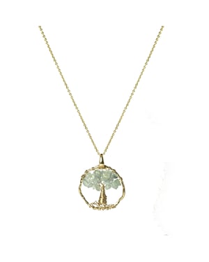 Luxeketting, metaallegering budleia en natuurlijke aquamarijn 18K vergulde afwerking