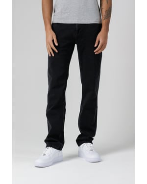 Black Organic Cotton Blend Slim Fit Straight Leg Mid-Rise Denim Jeans