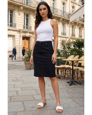 Cotton Denim Stretch A line Skirt