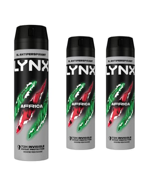 Lynx XL Antiperspirant Africa The G.O.A.T. of Fragrance Deodorant 200ml, 3 Pack