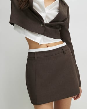 River Island Womens Skort Brown Hybrid Fabric Belt Loops Tailored